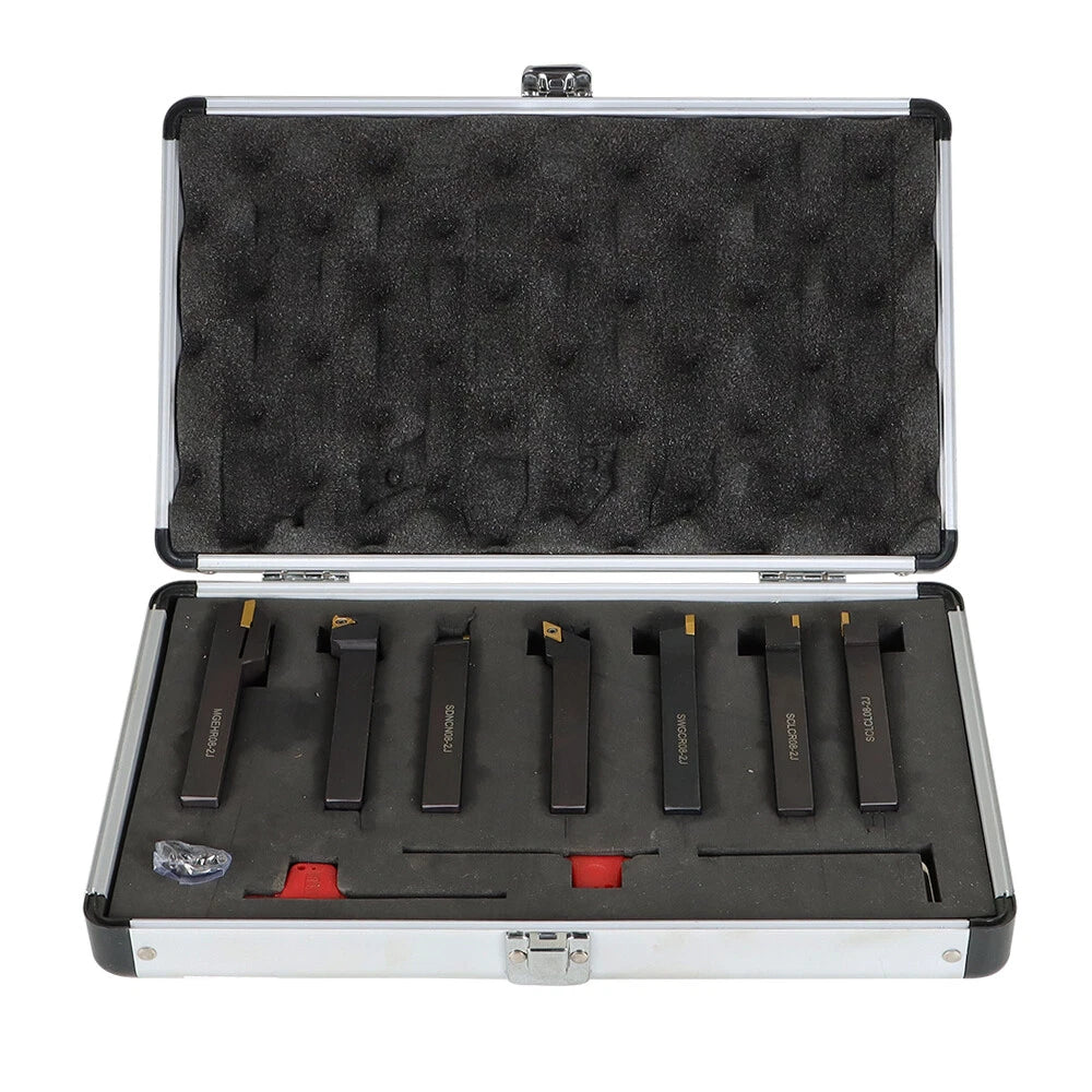 7Pcs 1/2'' Indexable Carbide Turning Tool Set for Lathe Turning