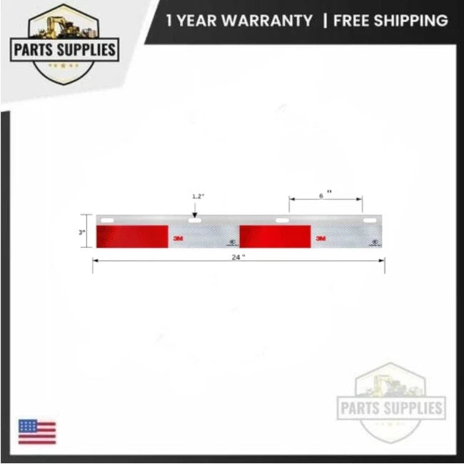 24" x 3" Aluminum Reflector Plates with 3M Tape for Straight Mud Flap