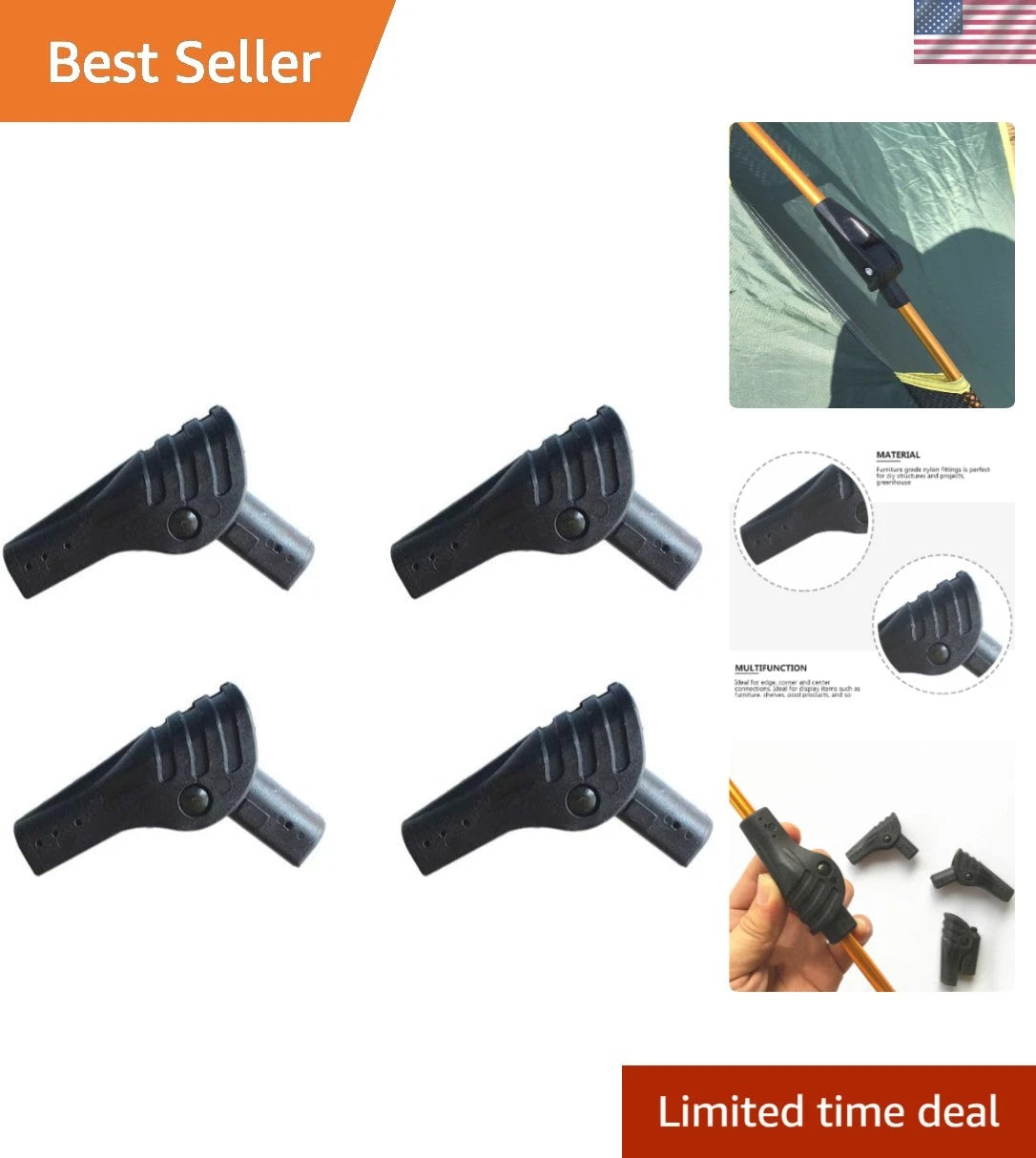 Set of 4 Portable Tent Joint Connectors for Camping Repair