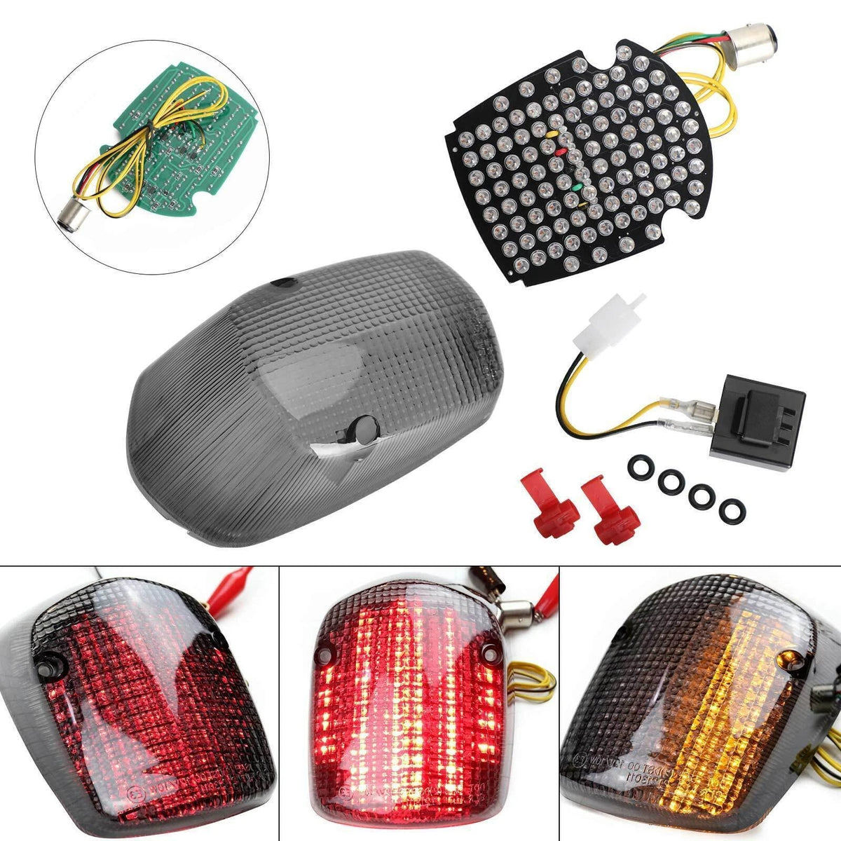 Integrated LED Rear Tail Light for Honda Sabre Shadow ACE Deluxe Valkyrie (TL-501-Black)