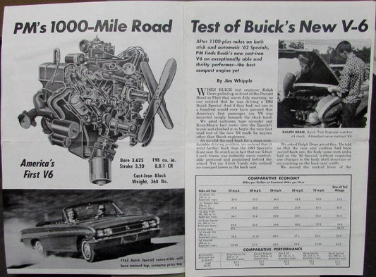 Reprint Article for Buick V6 (1962) - Popular Mechanics Oct 61