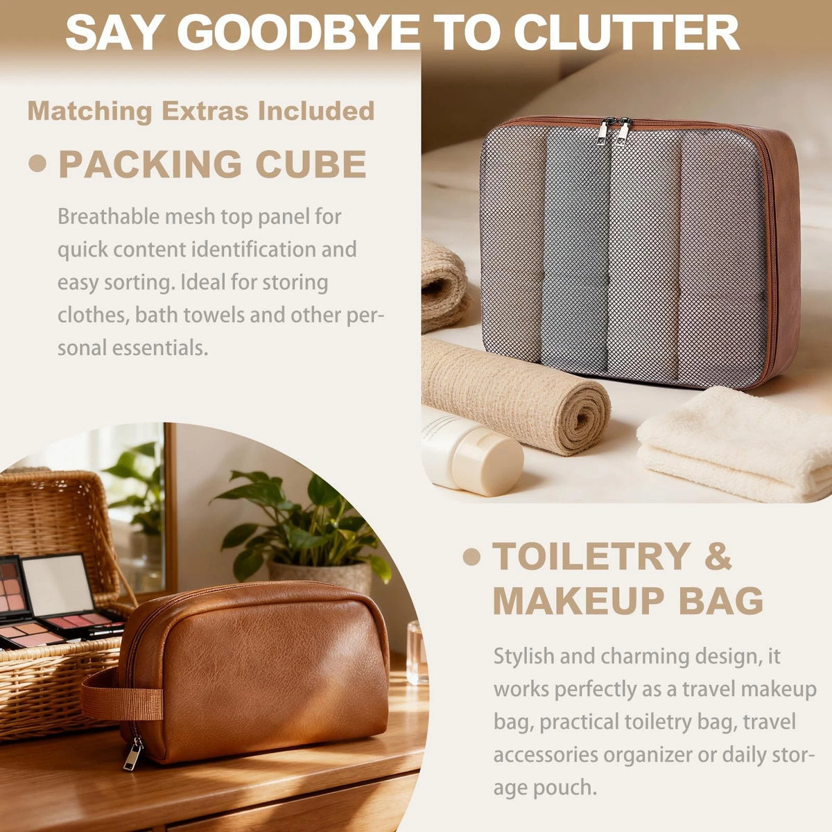 Large 3-in-1 Leather Duffle Bag for Travel Weekender Gym