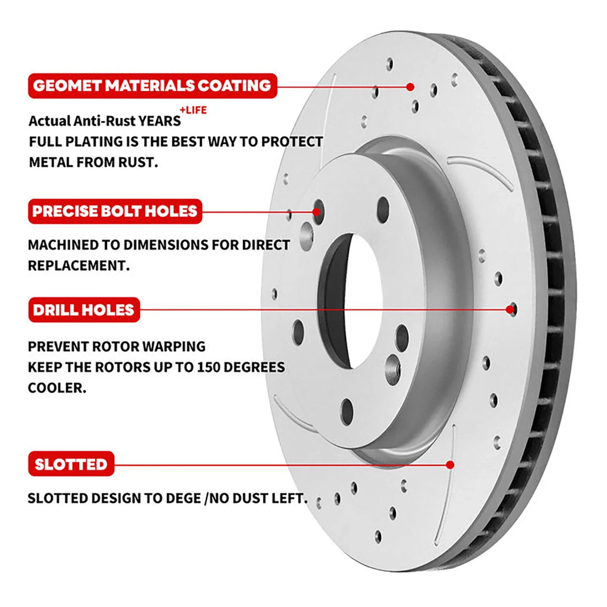 Ceramic Pads & Front Brake Rotors Kit for Ford Focus 2008-2011