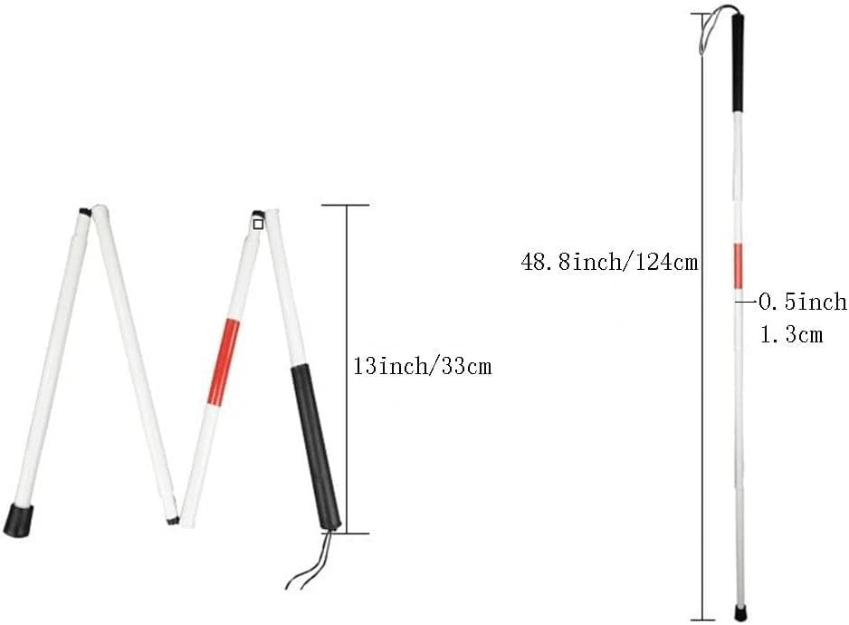Aluminum Folding Walking Cane Stick for The Blind (Reflective Red)