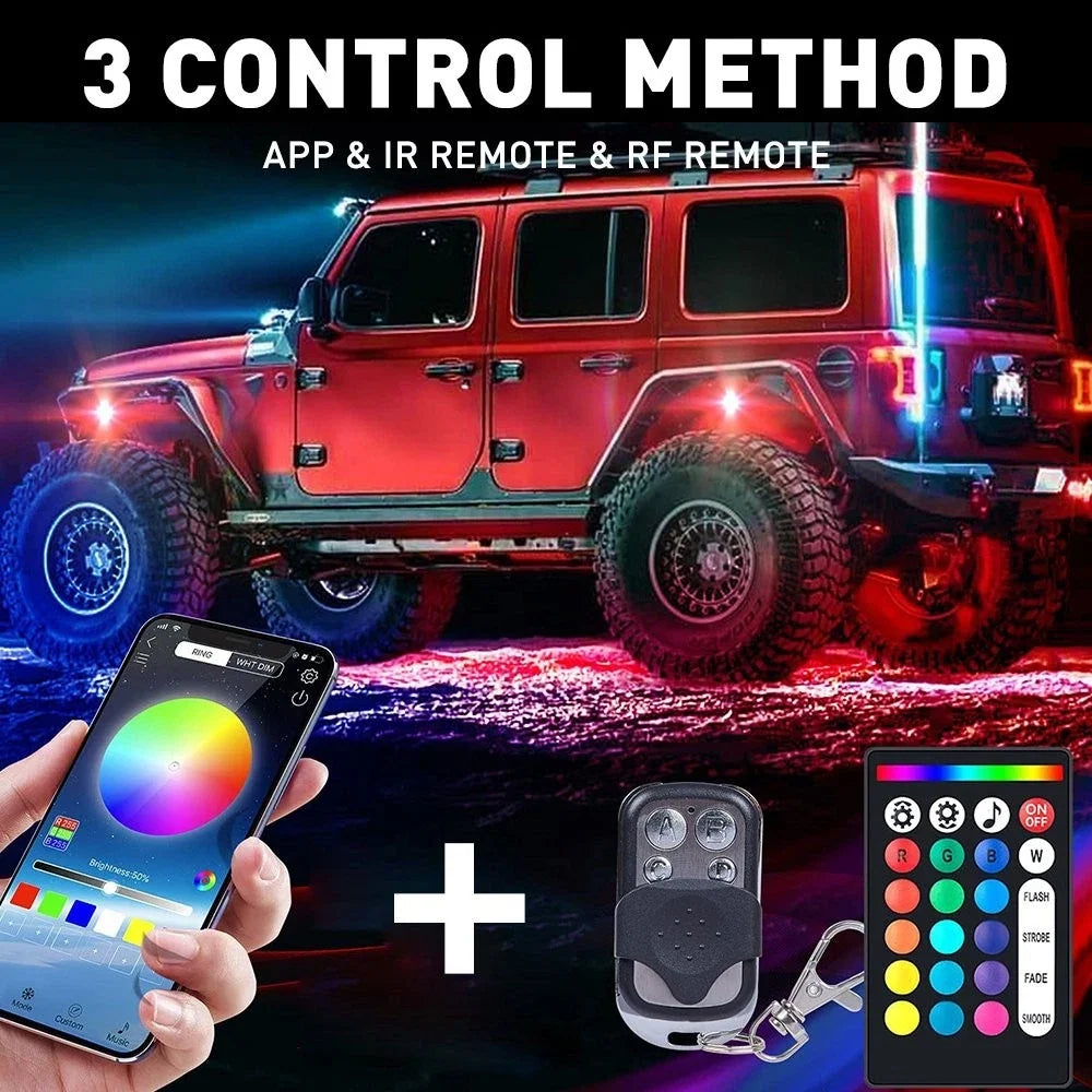 Offroad RGB LED Rock Lights with Bluetooth - Wireless Setup