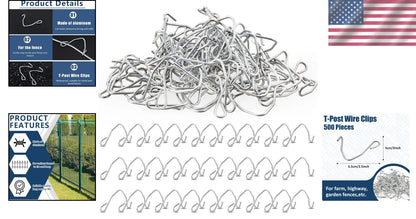 500 Pcs T Post Clips for Fencing Projects