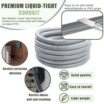 1" Non-Metallic Liquid-Tight Conduit Kit for Various Applications (25FT)