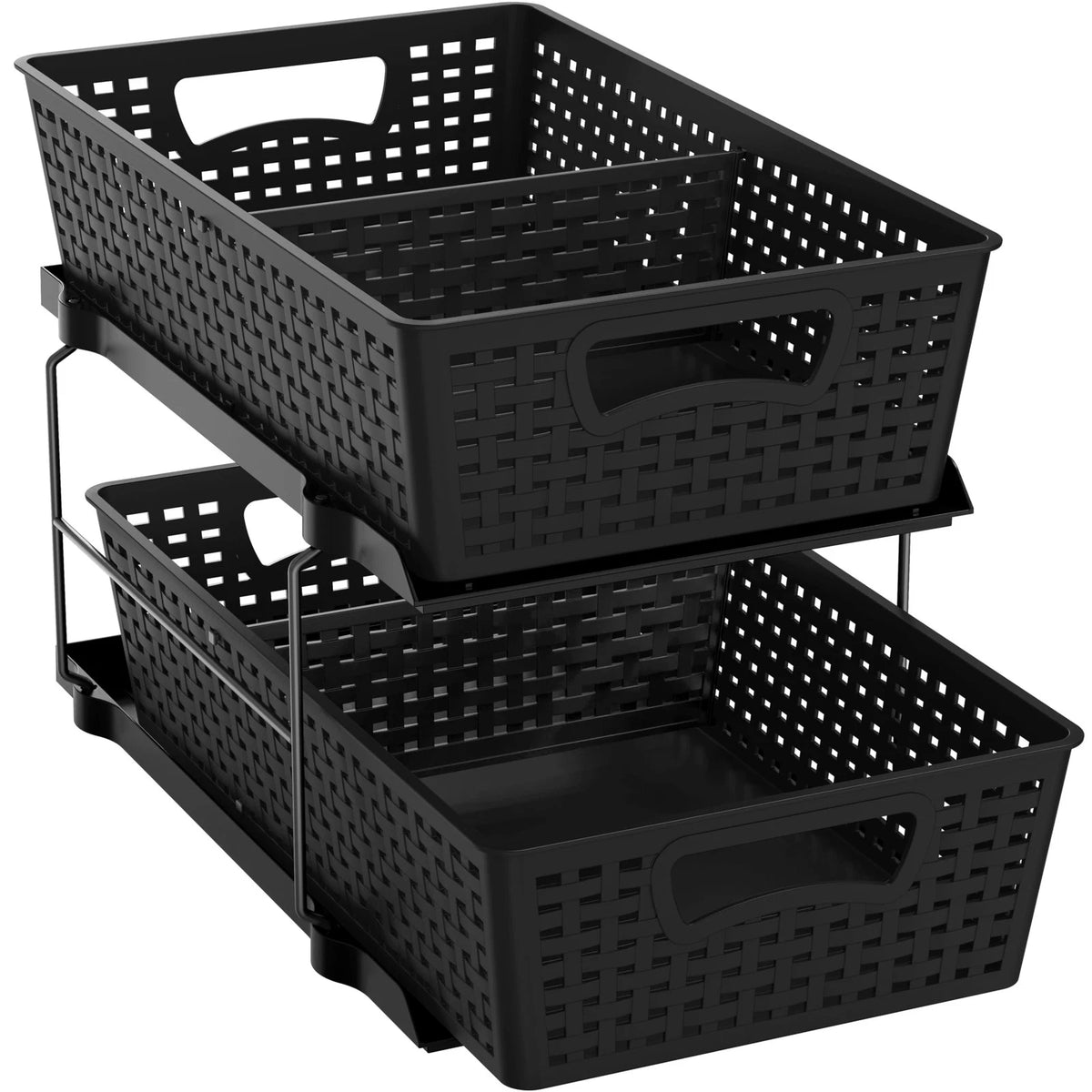 2-Tier Bathroom Organizer Tray Pull-Out Sliding Drawer Under Sink Storage