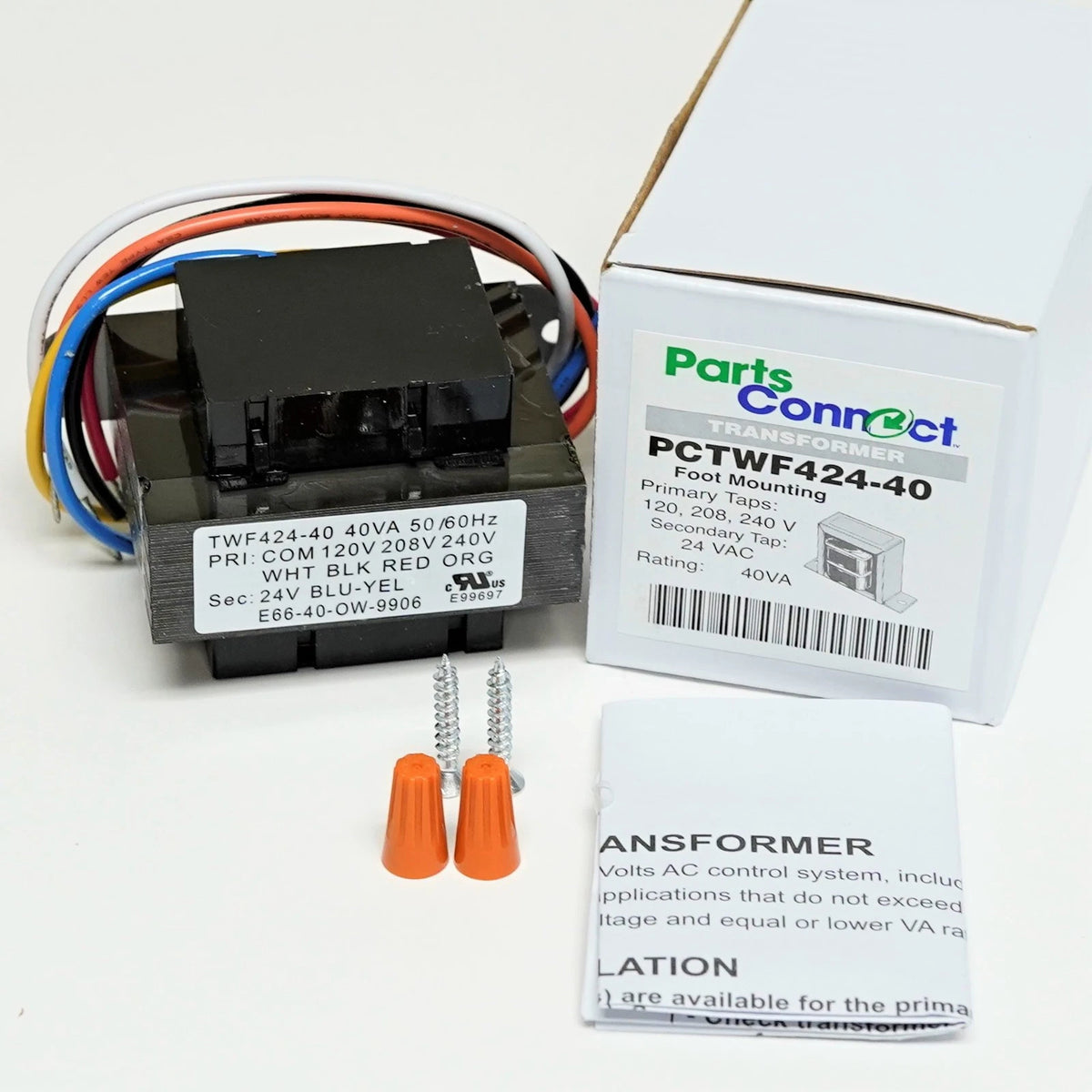 40VA Transformer for HVAC Furnace (120, 208, 240V Primary, 24V Secondary)