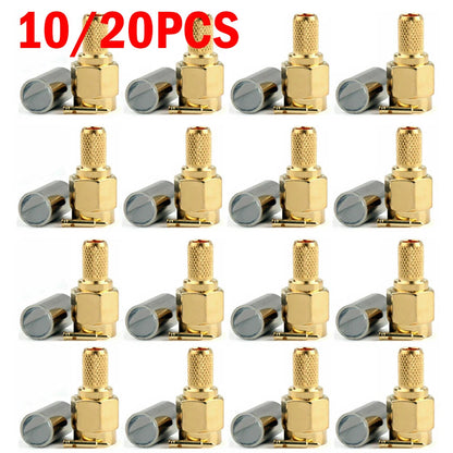 10X SMA Male Plug Crimp Connector for RG58 RG142 LMR195 RG400 Cable