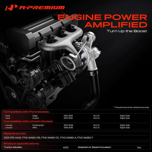 Turbocharger for Ford Fusion Edge Lincoln MKX (2017–2019) FT4E-6K682-DB, FT4E-6K682-DC, FT4Z-6K682-A, FT4Z-6K682-F