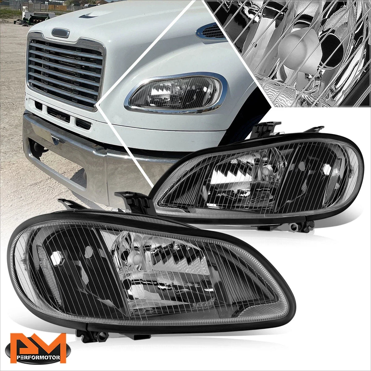 Set of 2 Clear Side Headlights with Black Housing for M2 106 112 2003-2019