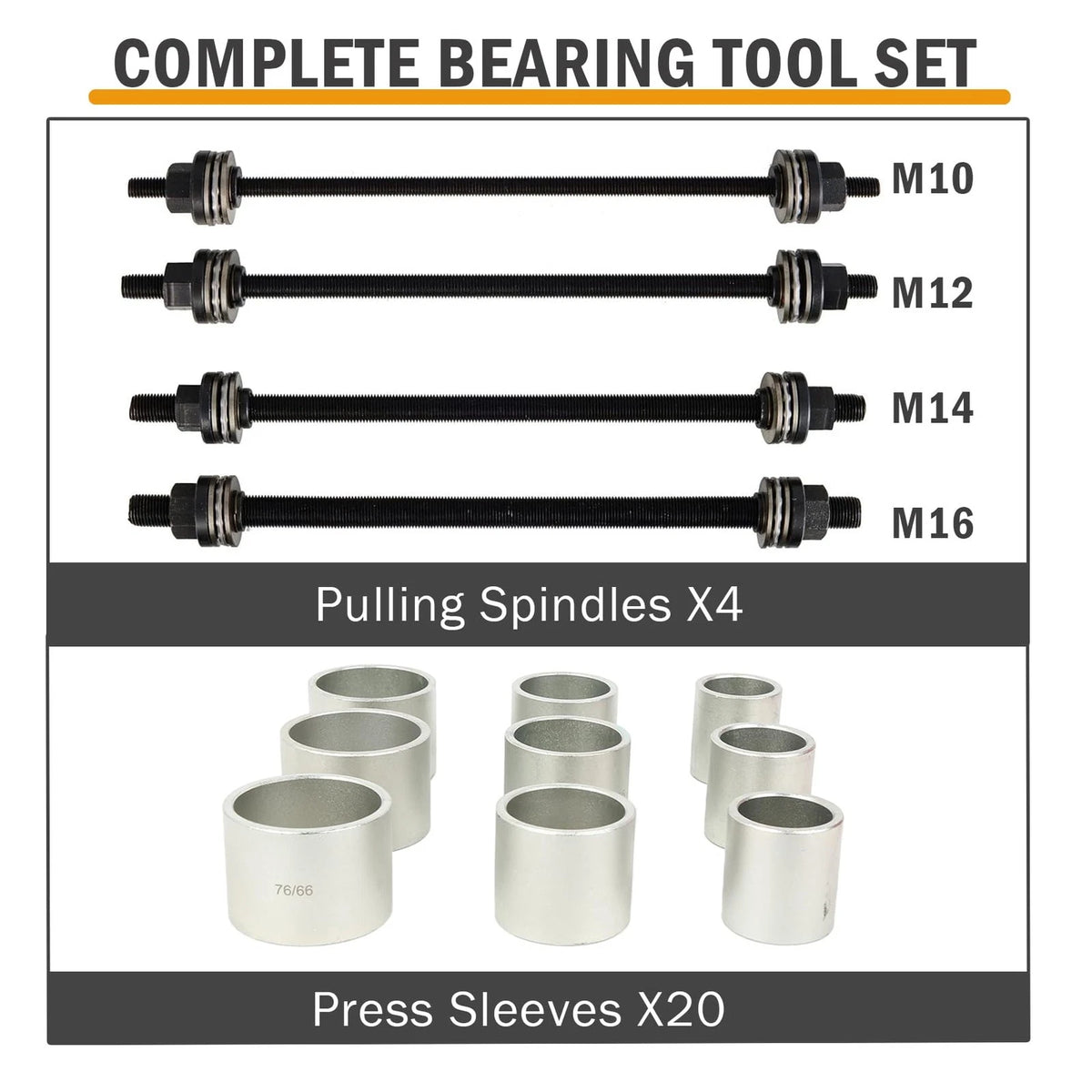 28PCS Press & Pull Sleeve Kit for Removing Bearings Bushes Seals