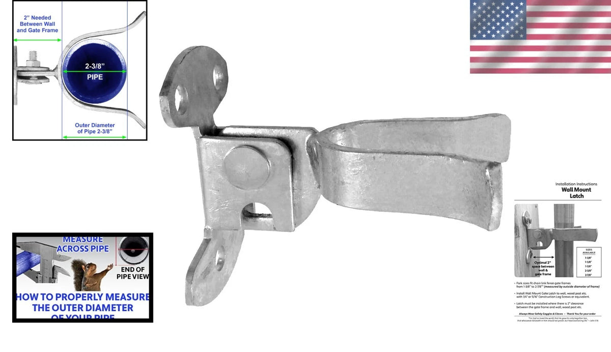Wall Hook Fork Latch for 2-3/8" Chain Link Gates (2010–2023)