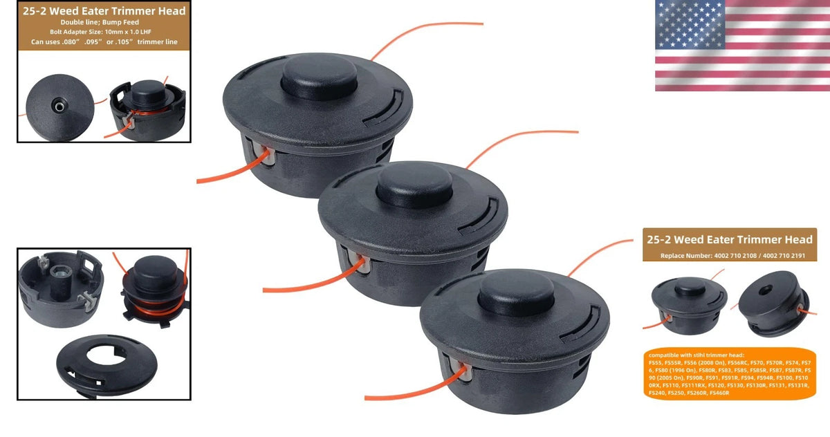 3X Trimmer Heads for Stihl AUTOCUT 25-2 (Weed Eaters)