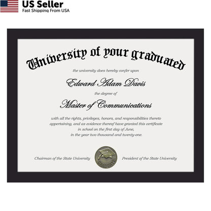 Certificate Frame for 8.5x11 Black Clear Plexiglass