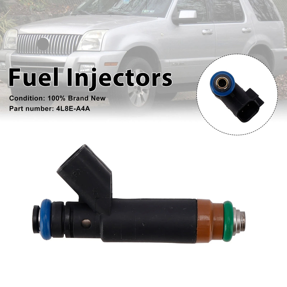 Set of 4 Fuel Injectors for Mercury Mariner, Ford Taurus, Explorer (4L8E-A4A)
