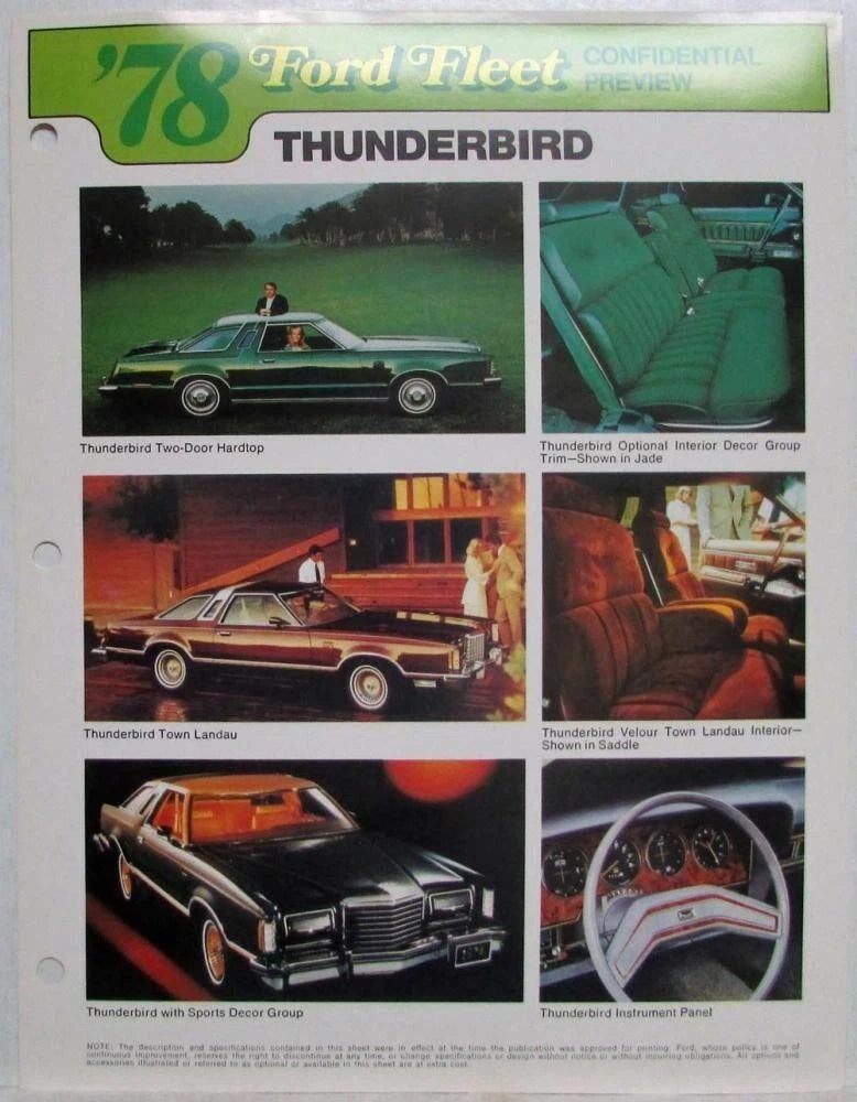 Preview Sheets for 1978 Ford Bronco Ranchero Pickups Econoline