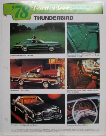 Preview Sheets for 1978 Ford Bronco Ranchero Pickups Econoline