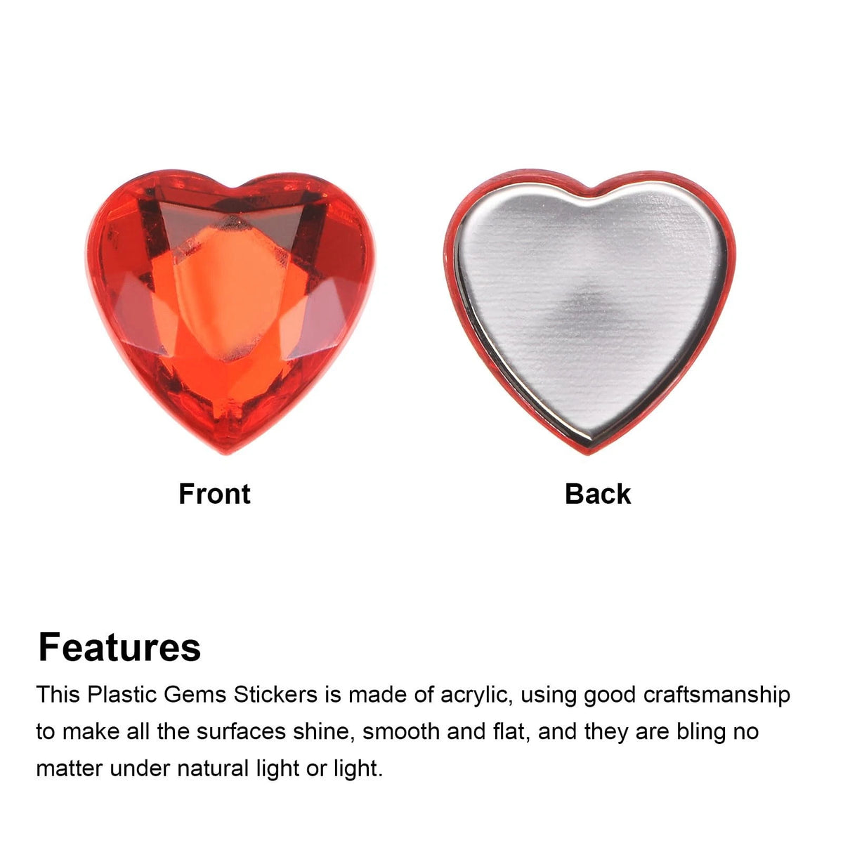 40 Pcs Acrylic Heart Rhinestone Flat Back 20mm for Crafts