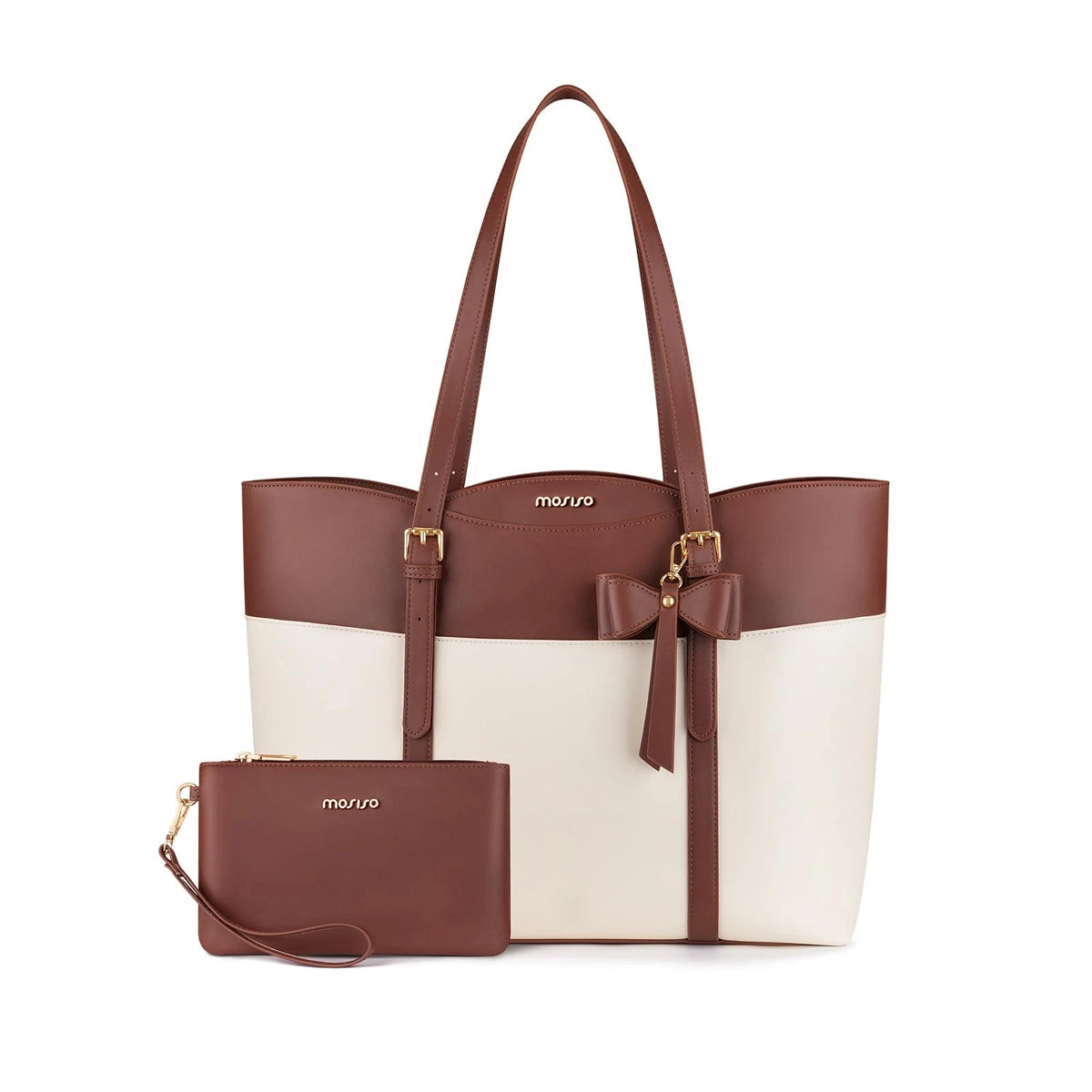 15.6 Inch PU Leather Laptop Tote Bag for Women (No Part Numbers)
