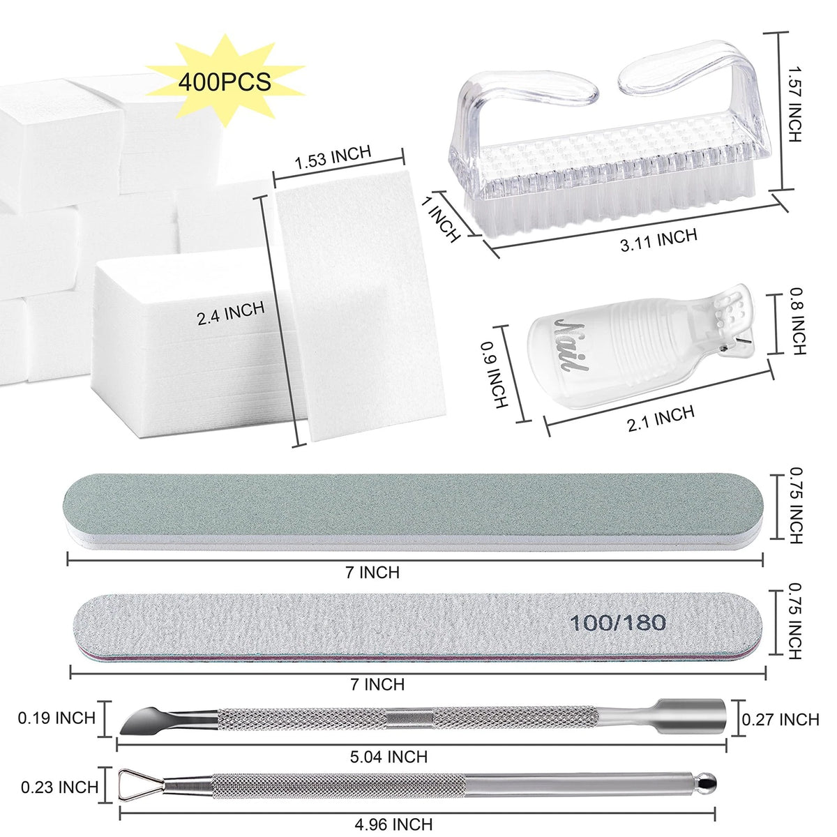 10 Clips Gel Polish Remover Tools Kit with 400 Lint-Free Wipes and Files