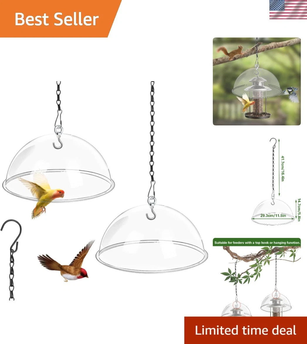 2-Piece Clear Acrylic Bird Feeder Rain Guard - Squirrel & Predator Shield