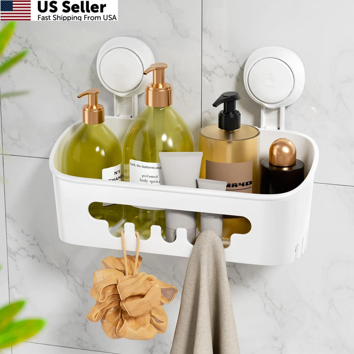 Shower Caddy Suction Cup Organizer for Medium Size (1x) - White
