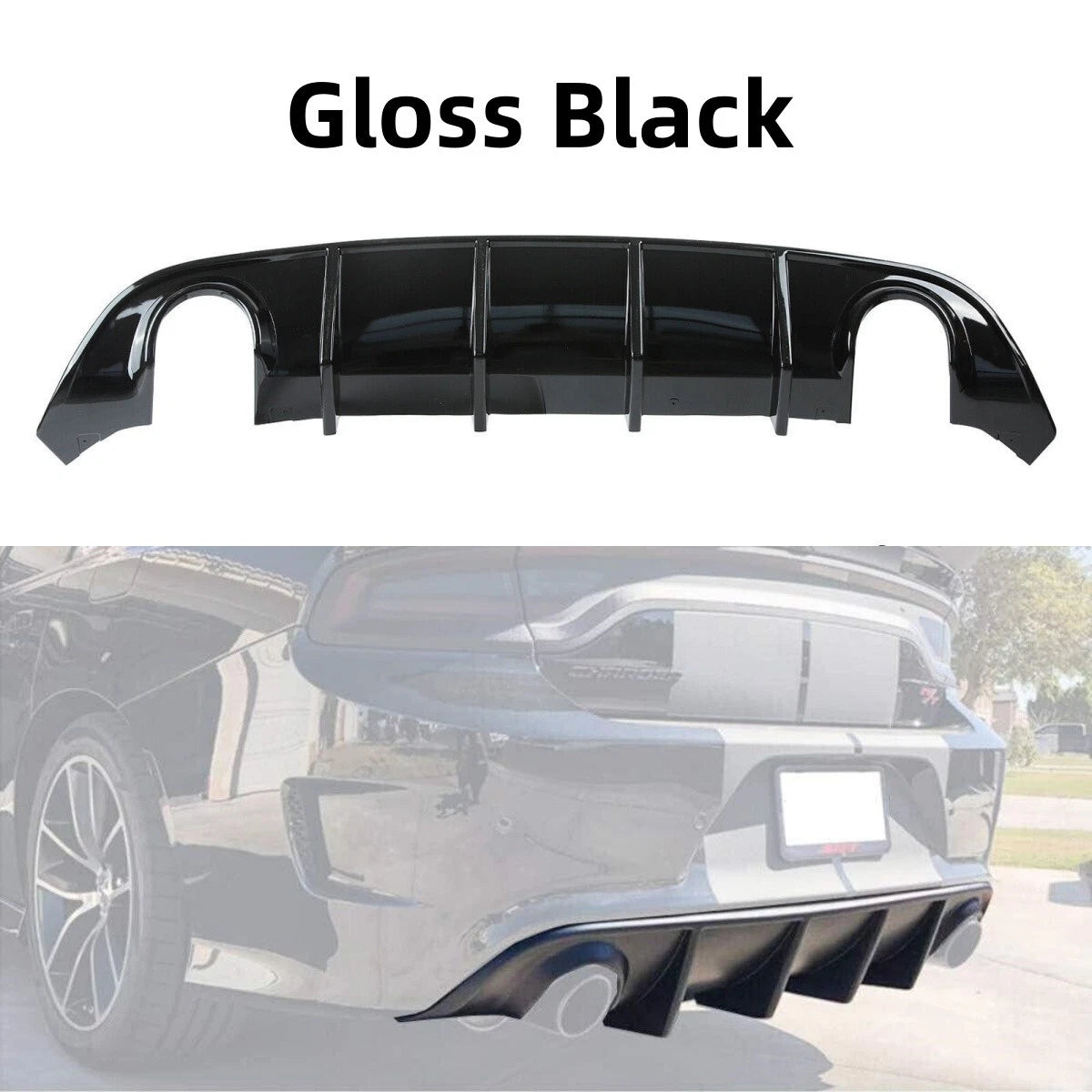 Gloss Black Rear Bumper Diffuser Lip for Dodge Charger (2015–2023) - ADV-BLD-DCHR15SRT-GBK