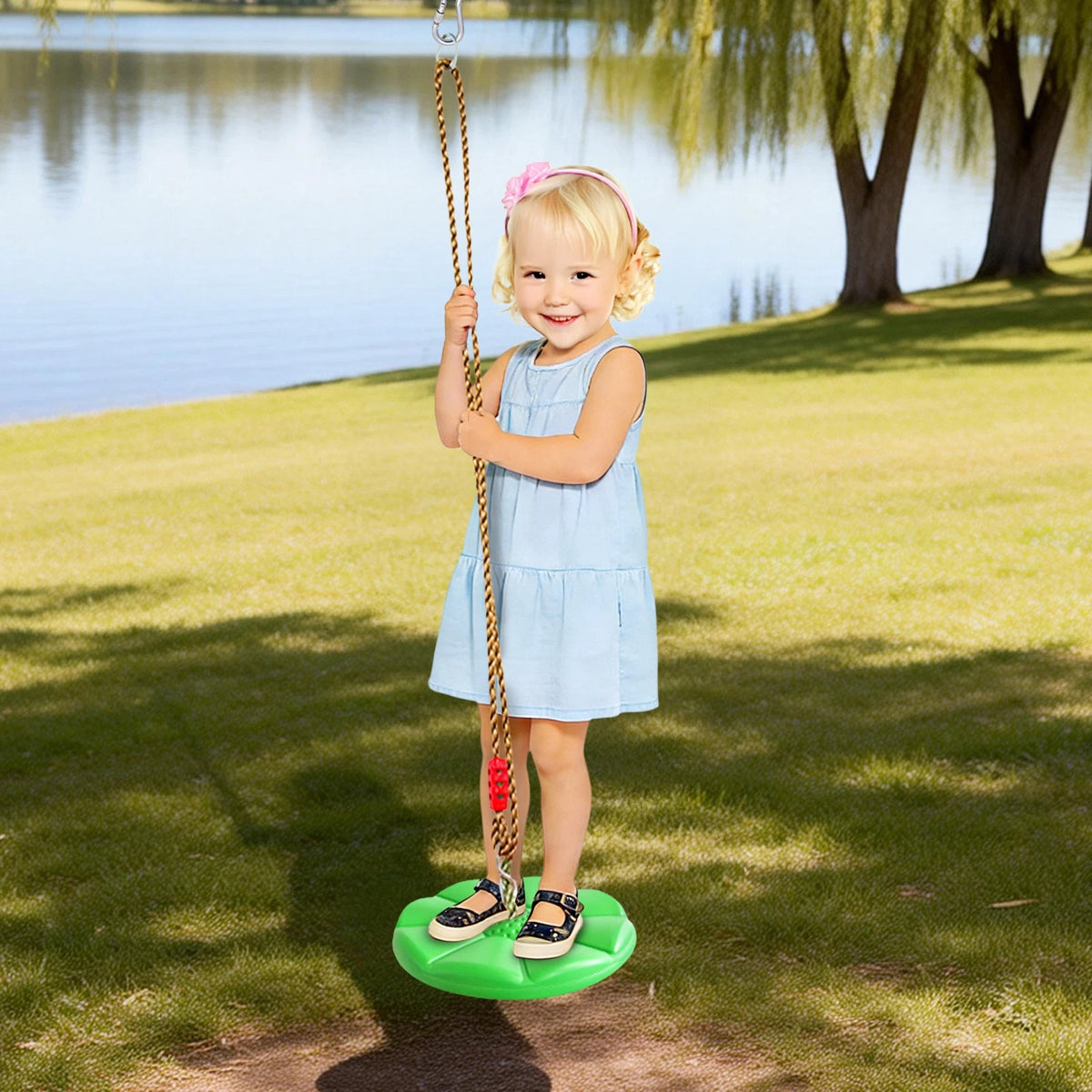 Plastic Hanging Disc Swing for Garden Outdoor Adjustable Height