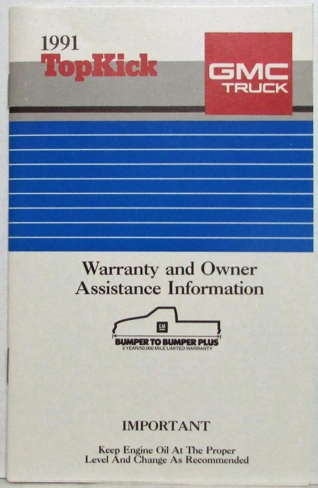 Warranty and Owner Assistance Information for GMC TopKick (1991)