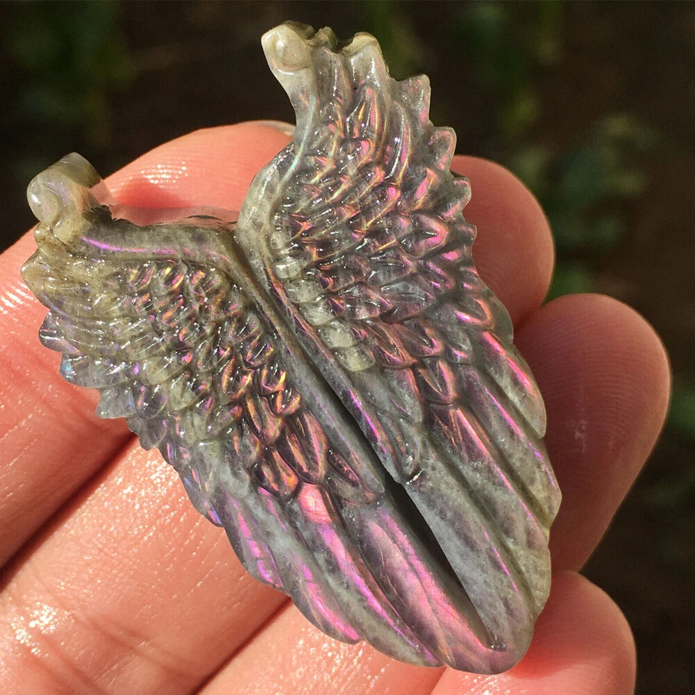 Natural Purple Labradorite Quartz Wing Crystal for Reiki Healing (1pc)